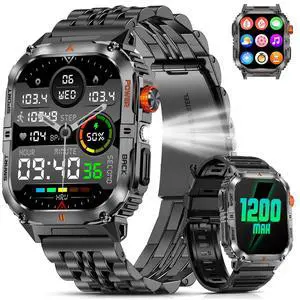 Military Smart Watch for Men with 1200mAh Long Battery Life, 2.0" Large Screen, Bluetooth Calling, LED Flashlight, IP68 Waterproof, 110+ Sports Modes for Android & iPhone Military Smart Watch for Men with 1200mAh Long Battery Life, 2.0" Large Screen, Bluetooth Calling, LED Flashlight, IP68 Waterproof, 110+ Sports Modes for Android & iPhone