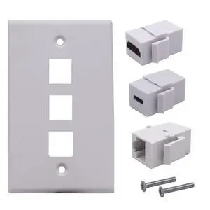 3 Ports Wall Plate, 1 Ports 4K@60Hz HDMI 1 Port USB 3.1 C 1 Port Cat6 RJ45 Female to Female Module Keystone Outlet Socket 3 Ports Wall Plate, 1 Ports 4K@60Hz HDMI 1 Port USB 3.1 C 1 Port Cat6 RJ45 Female to Female Module Keystone Outlet Socket