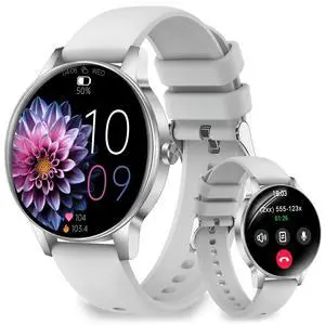 Smart Watches for Women Answer/Make Call,1.27" HD Fitness Tracker for Android iPhone,Heart Rate SpO2 Sleep Monitor,IP68 Waterproof Digital Watch,100+ Sports Activity Trakcer Silver Smart Watches for Women Answer/Make Call,1.27" HD Fitness Tracker for Android iPhone,Heart Rate SpO2 Sleep Monitor,IP68 Waterproof Digital Watch,100+ Sports Activity Trakcer Silver