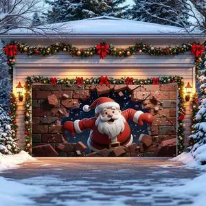 7x16ft Christmas Garage Door Cover for Double Car Brick Wall Star Night Santa Claus Christmas Garage Door Banner Backdrop for Photography for Outdoor Xmas Party Decorations Wall Decor 7x16ft Christmas Garage Door Cover for Double Car Brick Wall Star Night Santa Claus Christmas Garage Door Banner Backdrop for Photography for Outdoor Xmas Party Decorations Wall Decor
