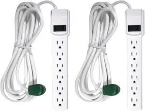 GoGreen Power Inc. (G-16103M-12-2) 6 Outlet Surge Protector, 12FT Cord, White, 2 Pack GoGreen Power Inc. (G-16103M-12-2) 6 Outlet Surge Protector, 12FT Cord, White, 2 Pack