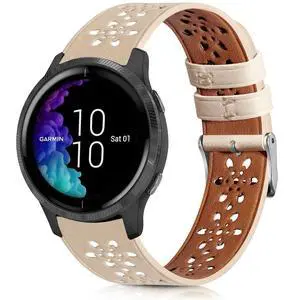 Lace Leather Band Compatible with Garmin Vivoactive 3/5/Venu/Venu 2 Bands, Women Men, 20mm Breathable Slim Hollow-out Sports Replacement Band Lace Leather Band Compatible with Garmin Vivoactive 3/5/Venu/Venu 2 Bands, Women Men, 20mm Breathable Slim Hollow-out Sports Replacement Band