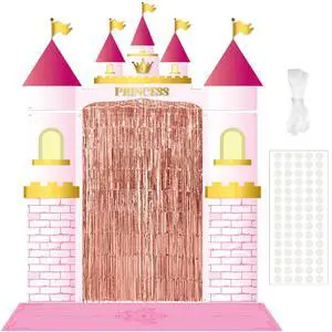 7 Pcs Princess Party Decorations Castle Backdrop Curtain Birthday | Rose Gold Fringe Curtain, Pink Rug with Crown, Door Entryway Decor, Photo Backdrop, Birthday Party Set for Girls 7 Pcs Princess Party Decorations Castle Backdrop Curtain Birthday | Rose Gold Fringe Curtain, Pink Rug with Crown, Door Entryway Decor, Photo Backdrop, Birthday Party Set for Girls