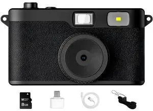 Screen Free Digital Camera, Reusable 12MP Vintage Digital Camera | Unlimited DIY Filters, OTG Support and Flash Light for Summer Camp with 8GB Micro SD Card, OTG Adapter & Type-C CableBlack Screen Free Digital Camera, Reusable 12MP Vintage Digital Camera | Unlimited DIY Filters, OTG Support and Flash Light for Summer Camp with 8GB Micro SD Card, OTG Adapter & Type-C CableBlack