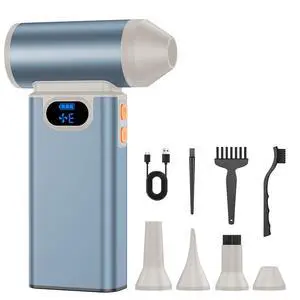 Metal Electric Compressed Air Duster, 300000RPM High Speed Rechargeable Air Blower&Pump for Leaf Blower with Digital Display, 4-Speed Modes-Brushless Motor Mini PC Dust Cleaner with Light(Silver) Metal Electric Compressed Air Duster, 300000RPM High Speed Rechargeable Air Blower&Pump for Leaf Blower with Digital Display, 4-Speed Modes-Brushless Motor Mini PC Dust Cleaner with Light(Silver)
