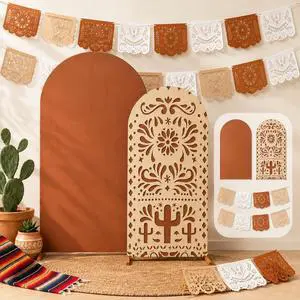 4 Pcs Mexican Fiesta Arch Backdrop Cover with Felt Pennant Banner, Fundas para Arcos de Fiesta, Cielito Lindo Party Decorations, Reusable Fabric Arch Covers for Wedding Baby Shower Birthday Events 4 Pcs Mexican Fiesta Arch Backdrop Cover with Felt Pennant Banner, Fundas para Arcos de Fiesta, Cielito Lindo Party Decorations, Reusable Fabric Arch Covers for Wedding Baby Shower Birthday Events