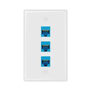 1-Pack Cat6A Ethernet Wall Plate, 3-Port RJ45 Wall Plate, Blue | 3-Port Keystone Wall Plates with Cat 6A Coupler 10Gbit/s, Female to Female Cat6a Wall Plate, Cat6a/Cat6/5e, PoE 1-Pack Cat6A Ethernet Wall Plate, 3-Port RJ45 Wall Plate, Blue | 3-Port Keystone Wall Plates with Cat 6A Coupler 10Gbit/s, Female to Female Cat6a Wall Plate, Cat6a/Cat6/5e, PoE