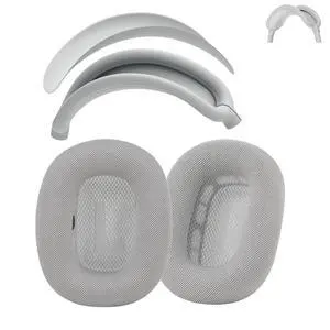 Ear Cushion Compatible with AirPods Max, 2-in-1 Silicone Headband Cushion+Headband Cover, Upgraded and Enhanced Magnetic Attachment, Protein Leather Earpads&Headband Cover for AirPods Max 2 Kit-Sliver Ear Cushion Compatible with AirPods Max, 2-in-1 Silicone Headband Cushion+Headband Cover, Upgraded and Enhanced Magnetic Attachment, Protein Leather Earpads&Headband Cover for AirPods Max 2 Kit-Sliver