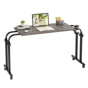 Overbed Table with Wheels, Adjustable Height and Length Over Bed Desk, Hospital Heavy Duty Metal Leg Laptop Stand for Adults,Gray Overbed Table with Wheels, Adjustable Height and Length Over Bed Desk, Hospital Heavy Duty Metal Leg Laptop Stand for Adults,Gray