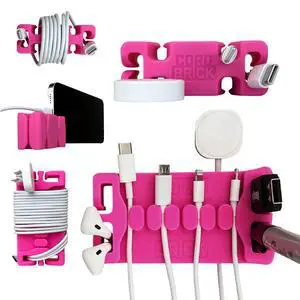 /DeskBrick Bundle Weighted Cord Holders for Nightstand & Desk - Phone Charger Cable Management Travel, Phone Accessory, Stocking Stuffer - Gift for Home, Office - Pink /DeskBrick Bundle Weighted Cord Holders for Nightstand & Desk - Phone Charger Cable Management Travel, Phone Accessory, Stocking Stuffer - Gift for Home, Office - Pink