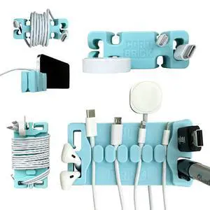 /DeskBrick Bundle Weighted Cord Holders for Nightstand & Desk - Phone Charger Cable Management Travel, Phone Accessory, Stocking Stuffer - Gift for Home, Office - Aqua /DeskBrick Bundle Weighted Cord Holders for Nightstand & Desk - Phone Charger Cable Management Travel, Phone Accessory, Stocking Stuffer - Gift for Home, Office - Aqua