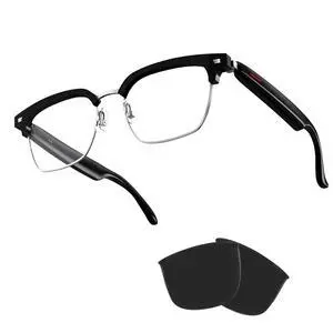 TWS Smart Bluetooth Audio Glasses - Blue Light Blocking & Sunglasses Lens kits for Office Outdoor Sports Drive - Smart Glasses for Men & Women - Transparent Frame TWS Smart Bluetooth Audio Glasses - Blue Light Blocking & Sunglasses Lens kits for Office Outdoor Sports Drive - Smart Glasses for Men & Women - Transparent Frame