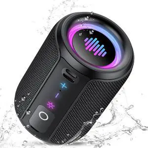 Portable Bluetooth Speaker with Lights, Bluetooth 5.4 Speaker, Powerful Crystal Clear Sound,All Day Playtime,15W Loud Stereo Sound, TWS pairing for Party/Travel/Outdoor/Home,IPX7 Waterproof,Black Portable Bluetooth Speaker with Lights, Bluetooth 5.4 Speaker, Powerful Crystal Clear Sound,All Day Playtime,15W Loud Stereo Sound, TWS pairing for Party/Travel/Outdoor/Home,IPX7 Waterproof,Black