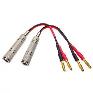Banana Plug to 1/4 Inch Female Jack Audio Adapter Cable, 6 Inch Flexible Silicone Speaker Wire, Gold Plated Mono Connector - 2 Pack Banana Plug to 1/4 Inch Female Jack Audio Adapter Cable, 6 Inch Flexible Silicone Speaker Wire, Gold Plated Mono Connector - 2 Pack