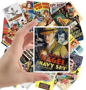 Large Stickers (24 pcs 2.5"x3.5") Spy and Secret Service Vintage Trash Movie Posters Ads Large Stickers (24 pcs 2.5"x3.5") Spy and Secret Service Vintage Trash Movie Posters Ads