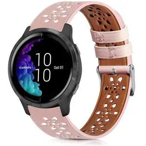 Lace Leather Band Compatible with Garmin Vivoactive 3/5/Venu/Venu 2 Bands, Women Men, 20mm Breathable Slim Hollow-out Sports Replacement Band Lace Leather Band Compatible with Garmin Vivoactive 3/5/Venu/Venu 2 Bands, Women Men, 20mm Breathable Slim Hollow-out Sports Replacement Band