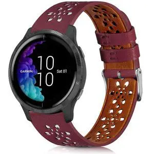 Lace Leather Band Compatible with Garmin Vivoactive 3/5/Venu/Venu 2 Bands, Women Men, 20mm Breathable Slim Hollow-out Sports Replacement Band Lace Leather Band Compatible with Garmin Vivoactive 3/5/Venu/Venu 2 Bands, Women Men, 20mm Breathable Slim Hollow-out Sports Replacement Band