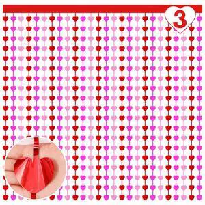 3 Pcs Heart Foil Fringe Curtains 3.3x6.6ft Valentines Day Photo Backdrop Foil Curtain Red Pink Heart Shaped Tassel Streamer for Valentines Party Decorations Bachelorette Wedding Anniversary 3 Pcs Heart Foil Fringe Curtains 3.3x6.6ft Valentines Day Photo Backdrop Foil Curtain Red Pink Heart Shaped Tassel Streamer for Valentines Party Decorations Bachelorette Wedding Anniversary