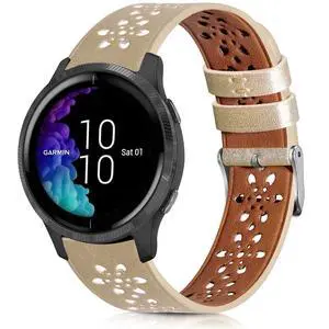 Lace Leather Band Compatible with Garmin Vivoactive 3/5/Venu/Venu 2 Bands, Women Men, 20mm Breathable Slim Hollow-out Sports Replacement Band Lace Leather Band Compatible with Garmin Vivoactive 3/5/Venu/Venu 2 Bands, Women Men, 20mm Breathable Slim Hollow-out Sports Replacement Band