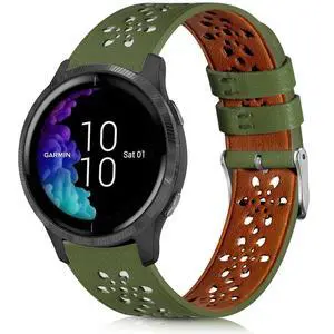 Lace Leather Band Compatible with Garmin Vivoactive 3/5/Venu/Venu 2 Bands, Women Men, 20mm Breathable Slim Hollow-out Sports Replacement Band Lace Leather Band Compatible with Garmin Vivoactive 3/5/Venu/Venu 2 Bands, Women Men, 20mm Breathable Slim Hollow-out Sports Replacement Band