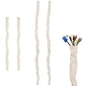 4 Pcs Fabric Cord Cover Set, Includes 47.2 in and 70.9 in Cable Management Sleeves, Beige Cotton Linen Cord Covers for Chandelier Lighting Wires, Easy to Install 4 Pcs Fabric Cord Cover Set, Includes 47.2 in and 70.9 in Cable Management Sleeves, Beige Cotton Linen Cord Covers for Chandelier Lighting Wires, Easy to Install