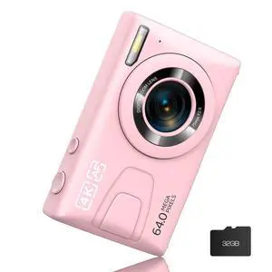 Digital Camera 4K 64MP Vlogging Camera Autofocus Point and Shoot Digital Cameras for Photography Camera for Kid Student Children Teen Girl Boy, 18X, 2 Batteries, 32GB Card, Pink Digital Camera 4K 64MP Vlogging Camera Autofocus Point and Shoot Digital Cameras for Photography Camera for Kid Student Children Teen Girl Boy, 18X, 2 Batteries, 32GB Card, Pink