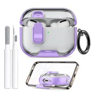 for AirPods Pro 3 Case (2025) with Phone Stand & Cleaner Kit, Cute Soft Silicone Cover for AirPods Pro 3rd Genera case with Keychain for Women Men with Keychain for Airpod Pro case(2025) Light Purple for AirPods Pro 3 Case (2025) with Phone Stand & Cleaner Kit, Cute Soft Silicone Cover for AirPods Pro 3rd Genera case with Keychain for Women Men with Keychain for Airpod Pro case(2025) Light Purple