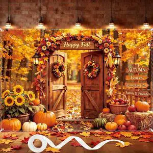 Fall Photo Backdrop 10×6.5ft, Thanksgiving Day Party Scene Photo Background | with 100 Pcs 3.1 Inch Red & Yellow Artificial Maple Leaves for Autumn Thanksgiving Photo Backdrop Fall Party Decoration Fall Photo Backdrop 10×6.5ft, Thanksgiving Day Party Scene Photo Background | with 100 Pcs 3.1 Inch Red & Yellow Artificial Maple Leaves for Autumn Thanksgiving Photo Backdrop Fall Party Decoration