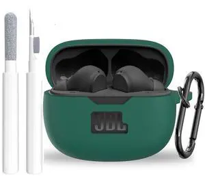 Silicone Case Cover for JBL Vibe Beam/Vibe Beam 2/Vibe 200TWS, Shockproof Anti-Scratch Protective Shell with Visible Logo, Comes with Carabiner & Cleaning Tool Kit, Green Silicone Case Cover for JBL Vibe Beam/Vibe Beam 2/Vibe 200TWS, Shockproof Anti-Scratch Protective Shell with Visible Logo, Comes with Carabiner & Cleaning Tool Kit, Green