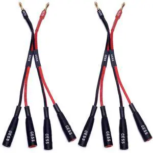 Dual Banana Plugs Splitter, 2 Male to 4 Female | Banana Jack Adapter, 2-Channel Power Supply Splitter Cable, 14 AWG Soft Silicone, Tinned Copper Wire Dual Banana Plugs Splitter, 2 Male to 4 Female | Banana Jack Adapter, 2-Channel Power Supply Splitter Cable, 14 AWG Soft Silicone, Tinned Copper Wire