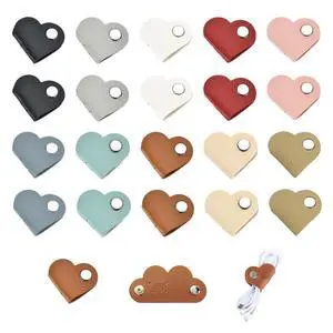 20 Pcs Heart Cord Organizer, PU Leather Cable Straps, Portable Cable Straps for Headphone, Cute Earphones Winder for Travel, School, Office (10 Colors) 20 Pcs Heart Cord Organizer, PU Leather Cable Straps, Portable Cable Straps for Headphone, Cute Earphones Winder for Travel, School, Office (10 Colors)