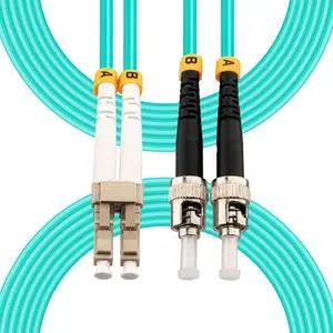 16FT LC to ST Fiber Patch Cable, OM3 Multimode Duplex Fiber Jumper | 10G/40G MM Duplex 50/125µm Fiber Optic Jumper Optical Patch Cord, OD-2.0mm LSZH Aqua for Transceivers and Switches 16FT LC to ST Fiber Patch Cable, OM3 Multimode Duplex Fiber Jumper | 10G/40G MM Duplex 50/125µm Fiber Optic Jumper Optical Patch Cord, OD-2.0mm LSZH Aqua for Transceivers and Switches