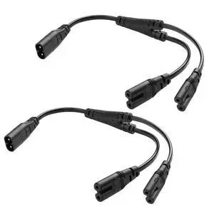 2 Pack 1 in 2 Out IEC320 C8 to 2 C7 Y Splitter Power Adapter Cable,Dual 8 Figure C7 Female Socket to IEC320 C8 Plug Connect Two Devices simultaneously AC Power Cable1FT/0.32M 2 Pack 1 in 2 Out IEC320 C8 to 2 C7 Y Splitter Power Adapter Cable,Dual 8 Figure C7 Female Socket to IEC320 C8 Plug Connect Two Devices simultaneously AC Power Cable1FT/0.32M