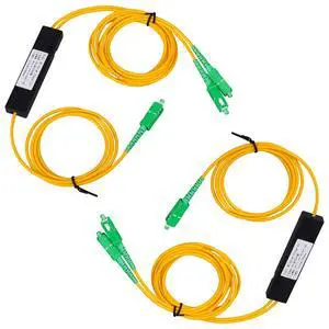 SC/APC Fiber Optical FBT Splitter 1x2(1 in 2 Out) Singlemode 1310/1550nm for Network Signal Distribution(2 Pack) SC/APC Fiber Optical FBT Splitter 1x2(1 in 2 Out) Singlemode 1310/1550nm for Network Signal Distribution(2 Pack)