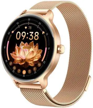 Smart Watch for Women, 1.27" AMOLED Screen Smartwatch with Answer/Make Call for iPhone/Android/Samsung, Fitness Tracker with 120+ Sport Modes, Heart Rate/Sleep/Health Monitor, IP68 Waterproof, Gold Smart Watch for Women, 1.27" AMOLED Screen Smartwatch with Answer/Make Call for iPhone/Android/Samsung, Fitness Tracker with 120+ Sport Modes, Heart Rate/Sleep/Health Monitor, IP68 Waterproof, Gold