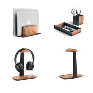 Vertical Laptop Stand Holder, Wood Headphone Stand, Desk Organizer with Pen Holder Vertical Laptop Stand Holder, Wood Headphone Stand, Desk Organizer with Pen Holder