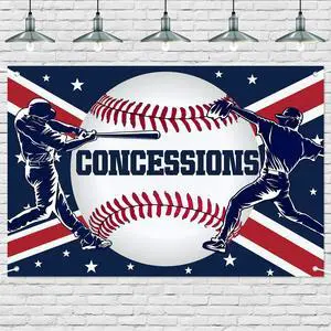 Happy Birthday Baseball Backdrop - Catcher Pitcher & Concessions Theme with Red Blue Design for Snack Stand Celebration, Battery Mates Party, Baseball Baby Shower, Fan Cave Decor 72x43 Inch Happy Birthday Baseball Backdrop - Catcher Pitcher & Concessions Theme with Red Blue Design for Snack Stand Celebration, Battery Mates Party, Baseball Baby Shower, Fan Cave Decor 72x43 Inch