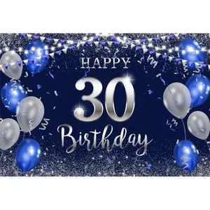 Happy 30th Birthday Backdrop 6x4ft Fabric Blue 30th Birthday Backdrops for Men Women Bday Party 30 Year Old Party Decoration Backdrops Happy 30th Birthday Backdrop 6x4ft Fabric Blue 30th Birthday Backdrops for Men Women Bday Party 30 Year Old Party Decoration Backdrops