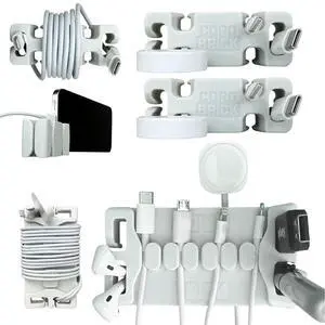 /DeskBrick Bundle Weighted Cord Holders for Nightstand & Desk - Phone Charger Cable Management Travel, Phone Accessory, Stocking Stuffer - Gift for Home, Office - Light Gray /DeskBrick Bundle Weighted Cord Holders for Nightstand & Desk - Phone Charger Cable Management Travel, Phone Accessory, Stocking Stuffer - Gift for Home, Office - Light Gray