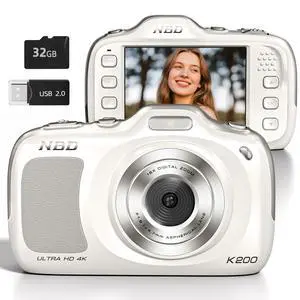 True 4K Digital Camera with Beauty Mode, 64MP Vlogging Camera for Beginners,16X Zoom, Anti-Shake & Autofocus, 32GB Card, 120g Ultra Compact Portable Cameras for Photography (White) True 4K Digital Camera with Beauty Mode, 64MP Vlogging Camera for Beginners,16X Zoom, Anti-Shake & Autofocus, 32GB Card, 120g Ultra Compact Portable Cameras for Photography (White)