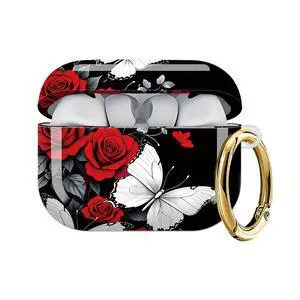 Case Compatible with AirPod Pro 3 2025, Cute Protective Cover with Keychain for AirPod Pro 3rd Generation, Full Protection Case for Women Girls(Red Roses White Butterfly) Case Compatible with AirPod Pro 3 2025, Cute Protective Cover with Keychain for AirPod Pro 3rd Generation, Full Protection Case for Women Girls(Red Roses White Butterfly)