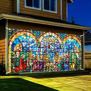 Christmas Lighted Nativity Garage Door Decorations Banner 7x16ft Christmas Lighted Nativity Garage Door Decorations Banner 7x16ft