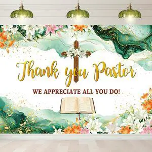 Thank You Pastor Backdrop 8x6FT Pastor Appreciation Decorations Clergy Appreciation Day Banner Church Background with Cross Bible Flowers for Pastor Anniversary Celebration Photo Booth Thank You Pastor Backdrop 8x6FT Pastor Appreciation Decorations Clergy Appreciation Day Banner Church Background with Cross Bible Flowers for Pastor Anniversary Celebration Photo Booth