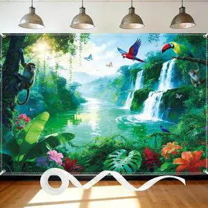9×6ft Rainforest Animal Backdrop, Tropical Jungle Waterfall Party Decor | Premium Polyester Fabric,Foldable,Excellent Shooting Effect as a Rainforest Animal Backdrop,Great for Jungle Theme Photoshoot 9×6ft Rainforest Animal Backdrop, Tropical Jungle Waterfall Party Decor | Premium Polyester Fabric,Foldable,Excellent Shooting Effect as a Rainforest Animal Backdrop,Great for Jungle Theme Photoshoot