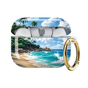 Case Compatible with AirPod Pro 3 2025, Cute Protective Cover with Keychain for AirPod Pro 3rd Generation, Full Protection Case for Women Girls(Tropical Beach Palm Trees Ocean Waves) Case Compatible with AirPod Pro 3 2025, Cute Protective Cover with Keychain for AirPod Pro 3rd Generation, Full Protection Case for Women Girls(Tropical Beach Palm Trees Ocean Waves)