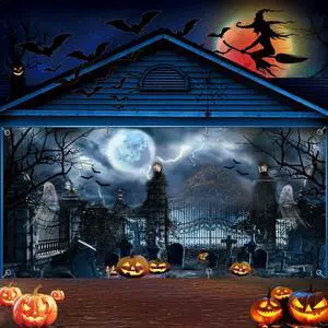 13x6ft Halloween Garage Decorations Backdrops Graveyard Scary Cemetary Halloween Garage Door Cover Wall Decorations for Outdoor 13x6ft Halloween Garage Decorations Backdrops Graveyard Scary Cemetary Halloween Garage Door Cover Wall Decorations for Outdoor