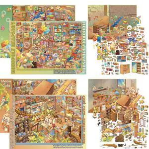 2 Sets of Large Size DIY Scene Sticker Sets for Adults, Make Your Own Mini House Landscape Sticker Art, Stress Relief Relaxation Activity - Meow! 2 Sets of Large Size DIY Scene Sticker Sets for Adults, Make Your Own Mini House Landscape Sticker Art, Stress Relief Relaxation Activity - Meow!