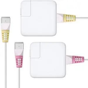 [Klip 4Pcs Snap On Charging Cable Cord Saver Protector Compatible with MacBook Magsafe 2 Power Adapter - Pink & Yellow [Klip 4Pcs Snap On Charging Cable Cord Saver Protector Compatible with MacBook Magsafe 2 Power Adapter - Pink & Yellow