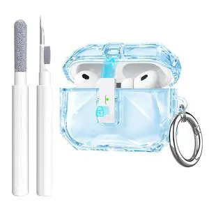 for Airpods Pro 3 Case Clear,Cute Diamond Design for Airpod Pro 3 | Secure Lock&Auto Pop-up Soft TPU for Airpods pro 3rd Generation Case Cover 2025 with Carabiner&Cleaning Pen,Non Yellow-Blue for Airpods Pro 3 Case Clear,Cute Diamond Design for Airpod Pro 3 | Secure Lock&Auto Pop-up Soft TPU for Airpods pro 3rd Generation Case Cover 2025 with Carabiner&Cleaning Pen,Non Yellow-Blue