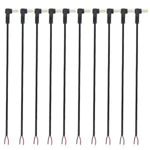 10Pcs 22AWG Right Angle DC5.5mm x 2.1mm Power Pigtails Cable | 25cm LengthDC5521 to 2pinPerfect for low voltage equipment DIY power supply and maintenance replacement 10Pcs 22AWG Right Angle DC5.5mm x 2.1mm Power Pigtails Cable | 25cm LengthDC5521 to 2pinPerfect for low voltage equipment DIY power supply and maintenance replacement